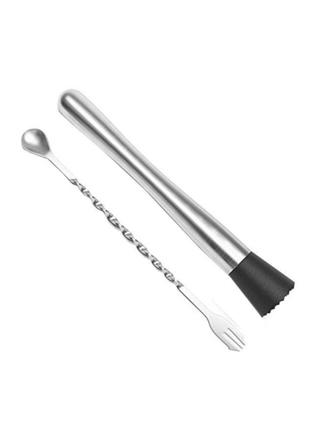 Cresimo Stainless Steel Cocktail Muddler With Mixing Spoon Silver 500grams - Image 1